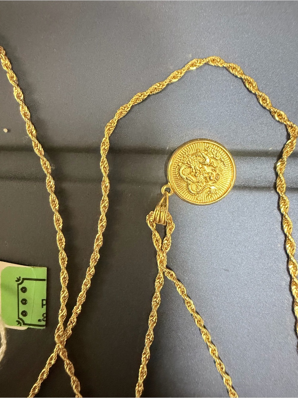 18K /750 Gold Rope Chain Necklace & PENDANT SET - UNISEX Jewelry 23 inches